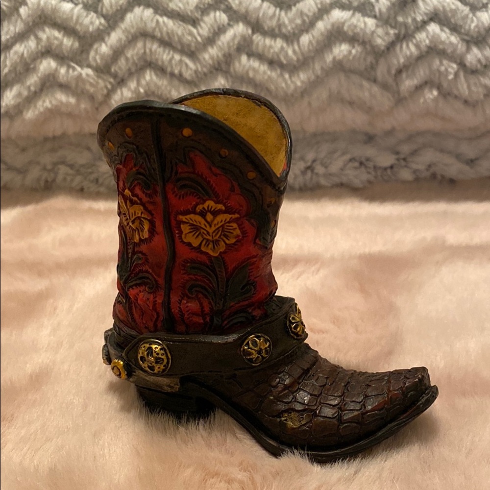 Decorative Red Cowboy Boot Figurine